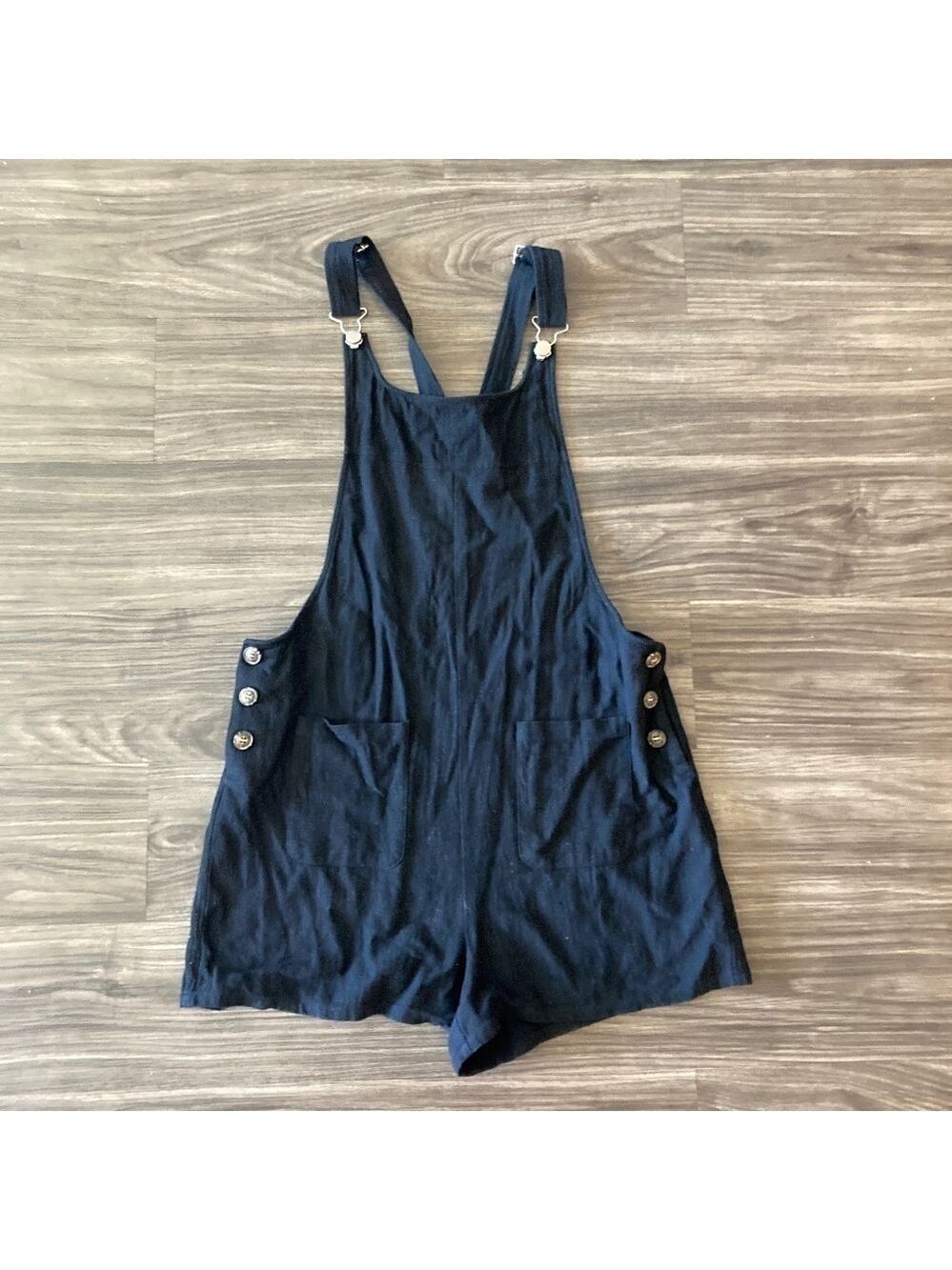 William B Black Cotton Overall Shorts Medium